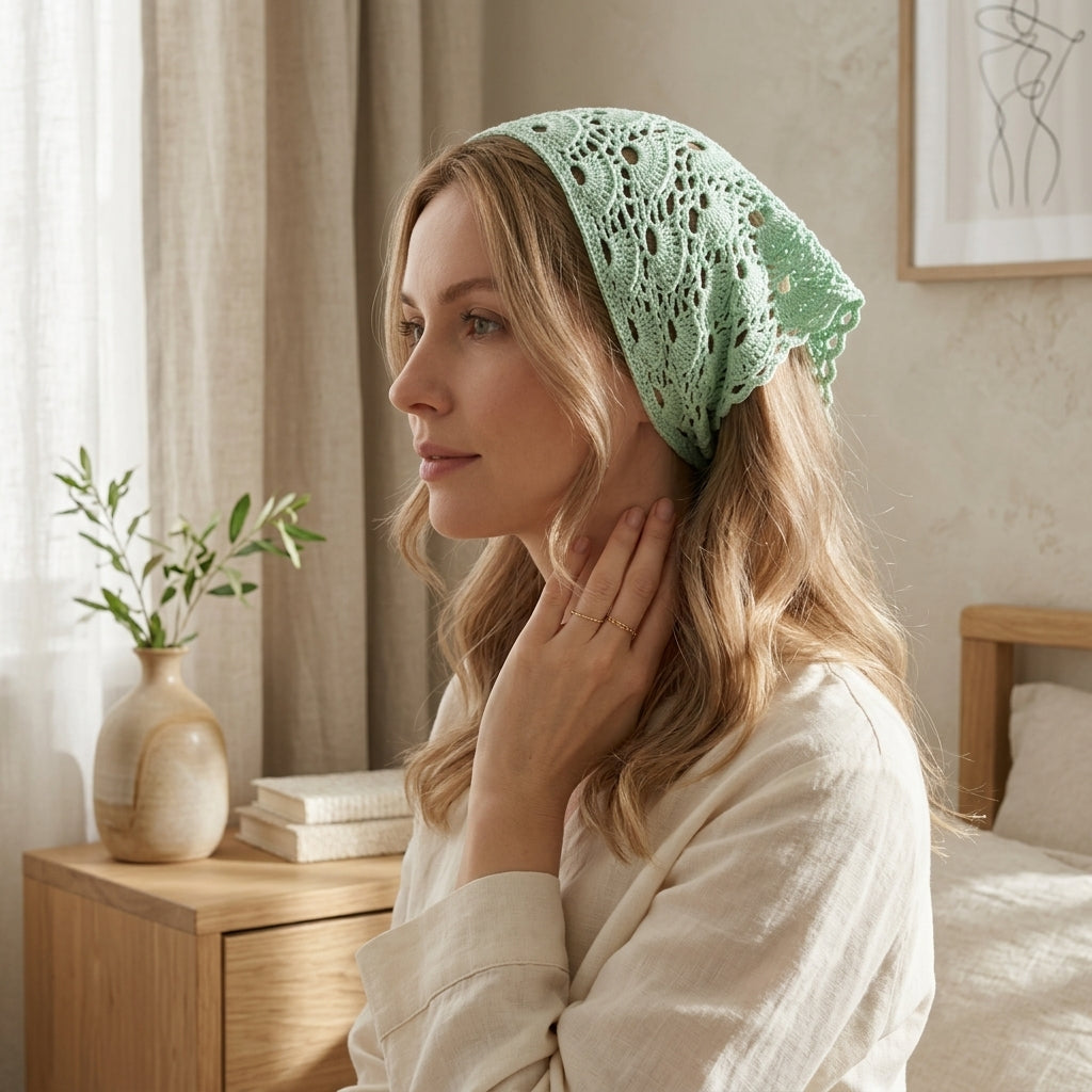 Boho Lace Triangle Head Kerchief | Beginner Crochet Pattern PDF