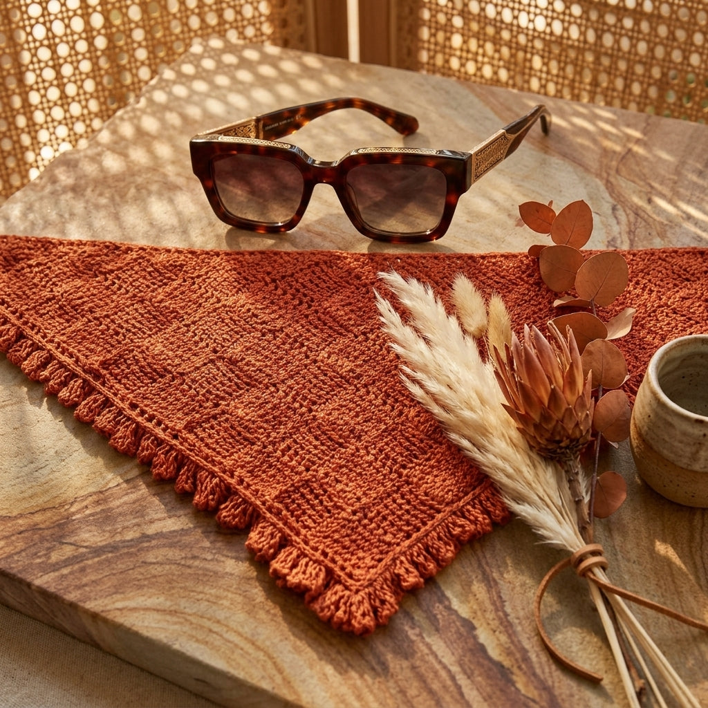 Hojicha Entrelac Tunisian Scarf | Crochet Pattern PDF