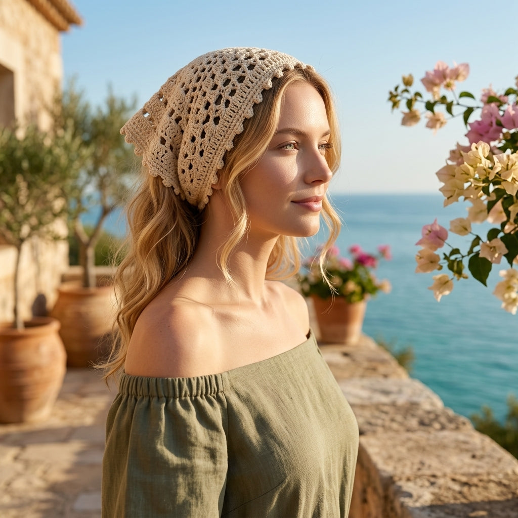 Lace Triangle Headscarf | Crochet Pattern PDF