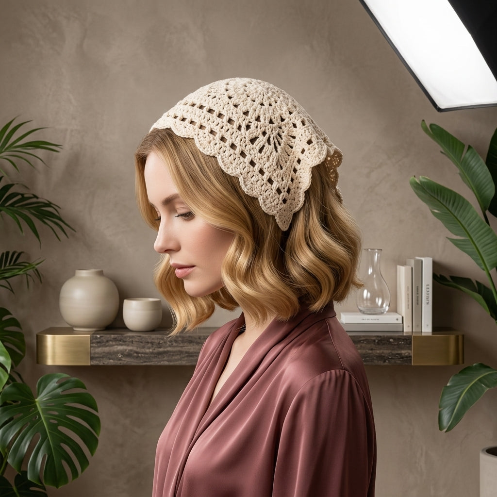 Pineapple Lace Head Scarf | Crochet Pattern PDF