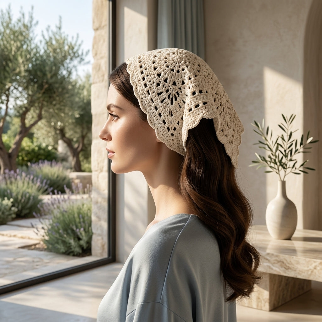 Pineapple Lace Head Scarf | Crochet Pattern PDF