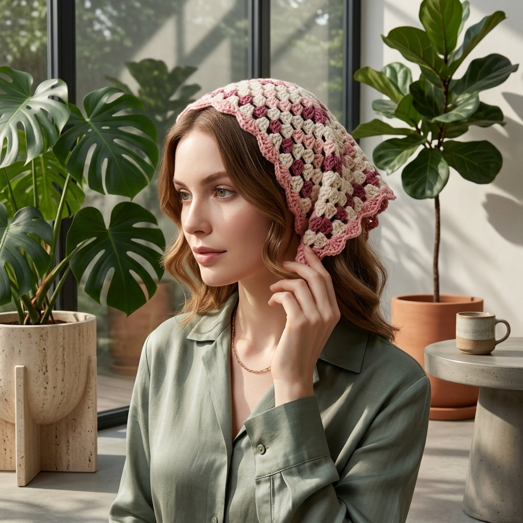 Summer Boho Triangle Headscarf | Crochet Pattern PDF