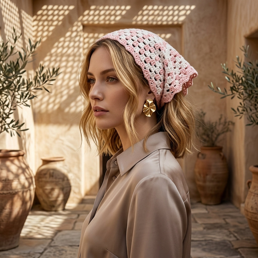 Summer Boho Triangle Headscarf | Crochet Pattern PDF