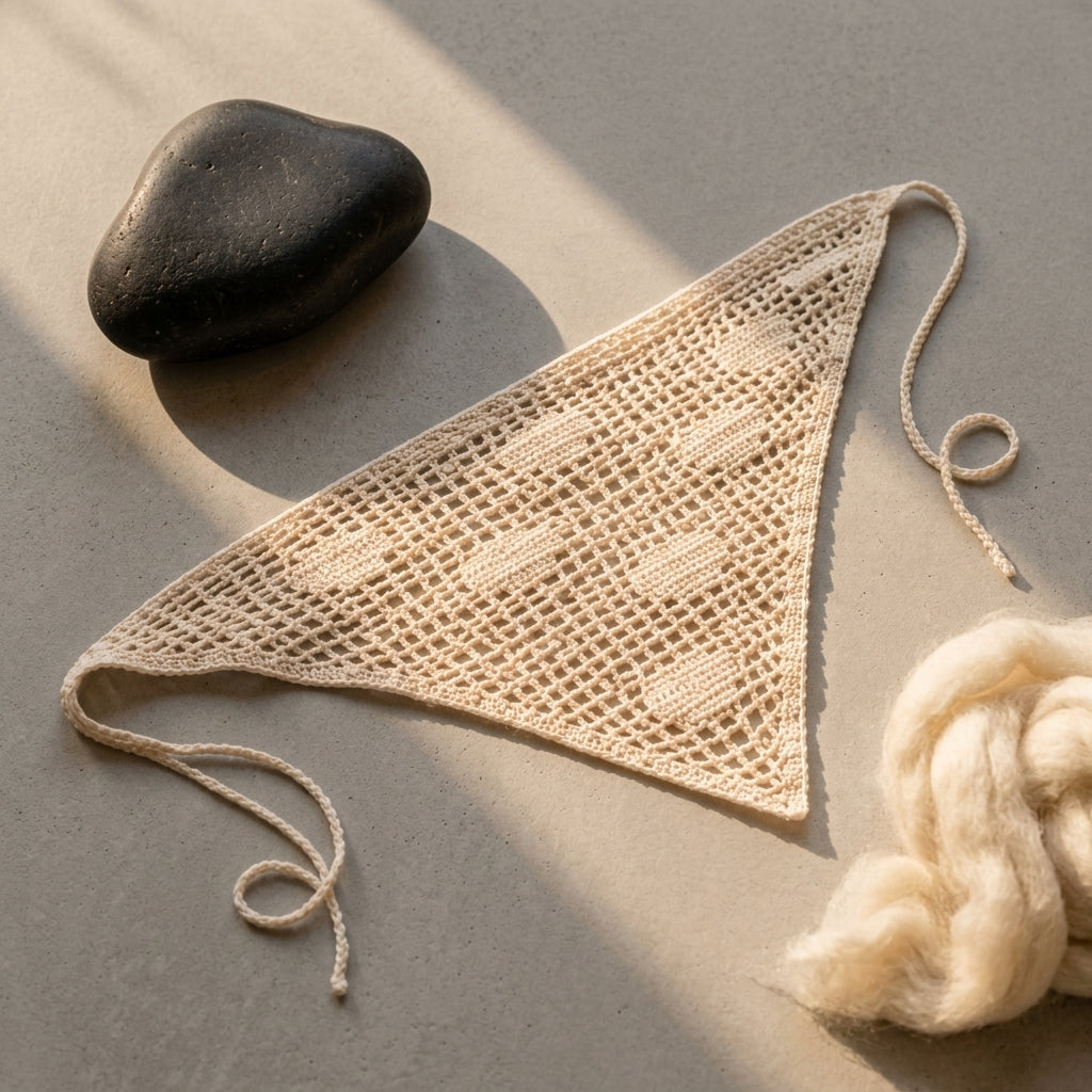 Filet Polka Dot Lace Kerchief | Crochet Pattern PDF