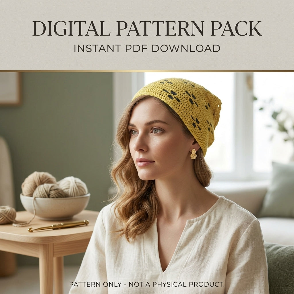 DIY Flower Motif Hair Scarf | Beginner Crochet Pattern PDF