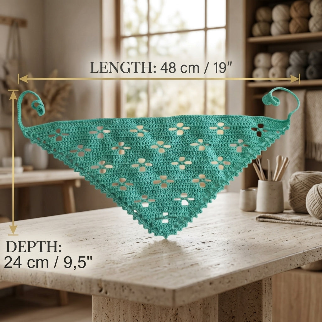 DIY Flower Motif Hair Scarf | Beginner Crochet Pattern PDF