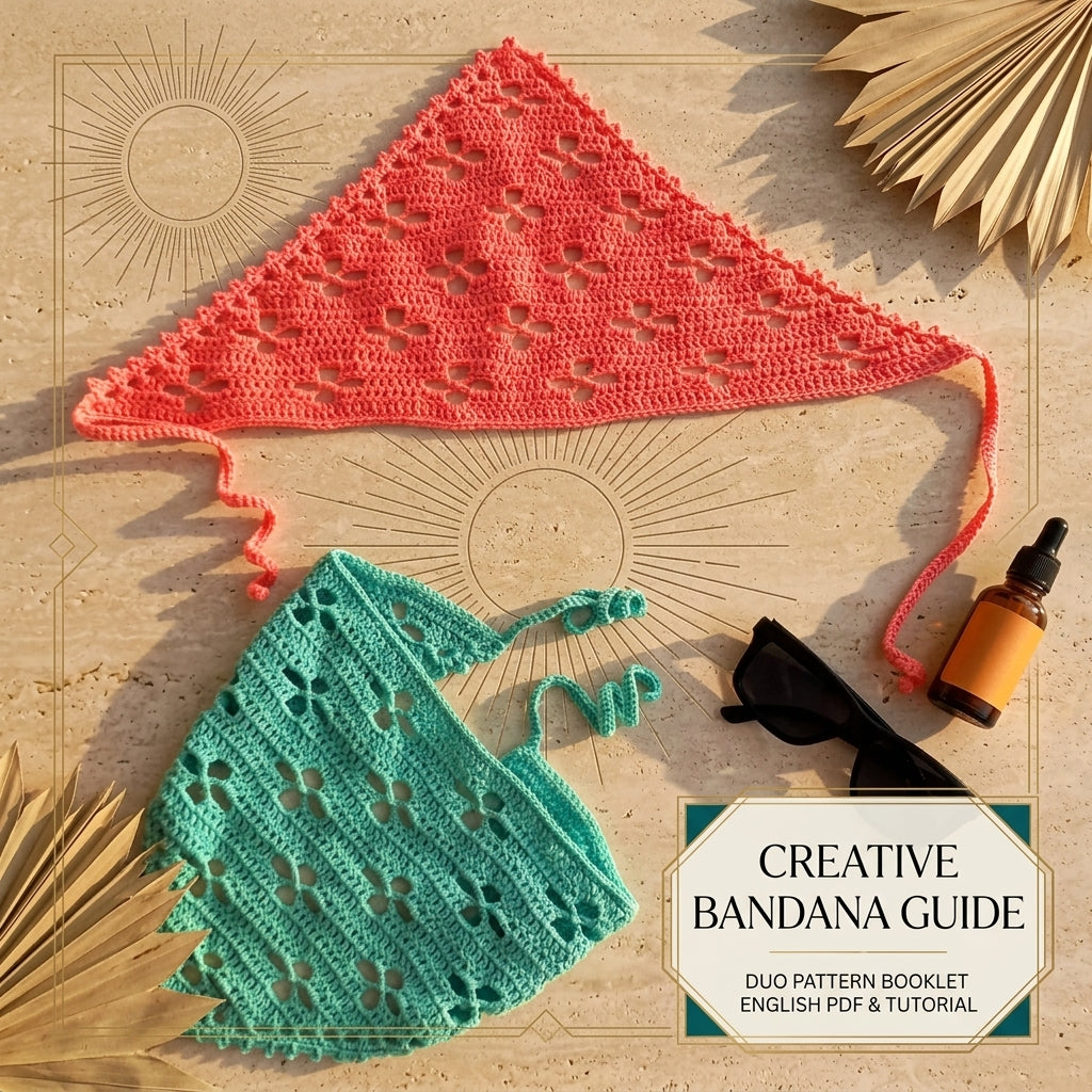 DIY Flower Motif Hair Scarf | Beginner Crochet Pattern PDF