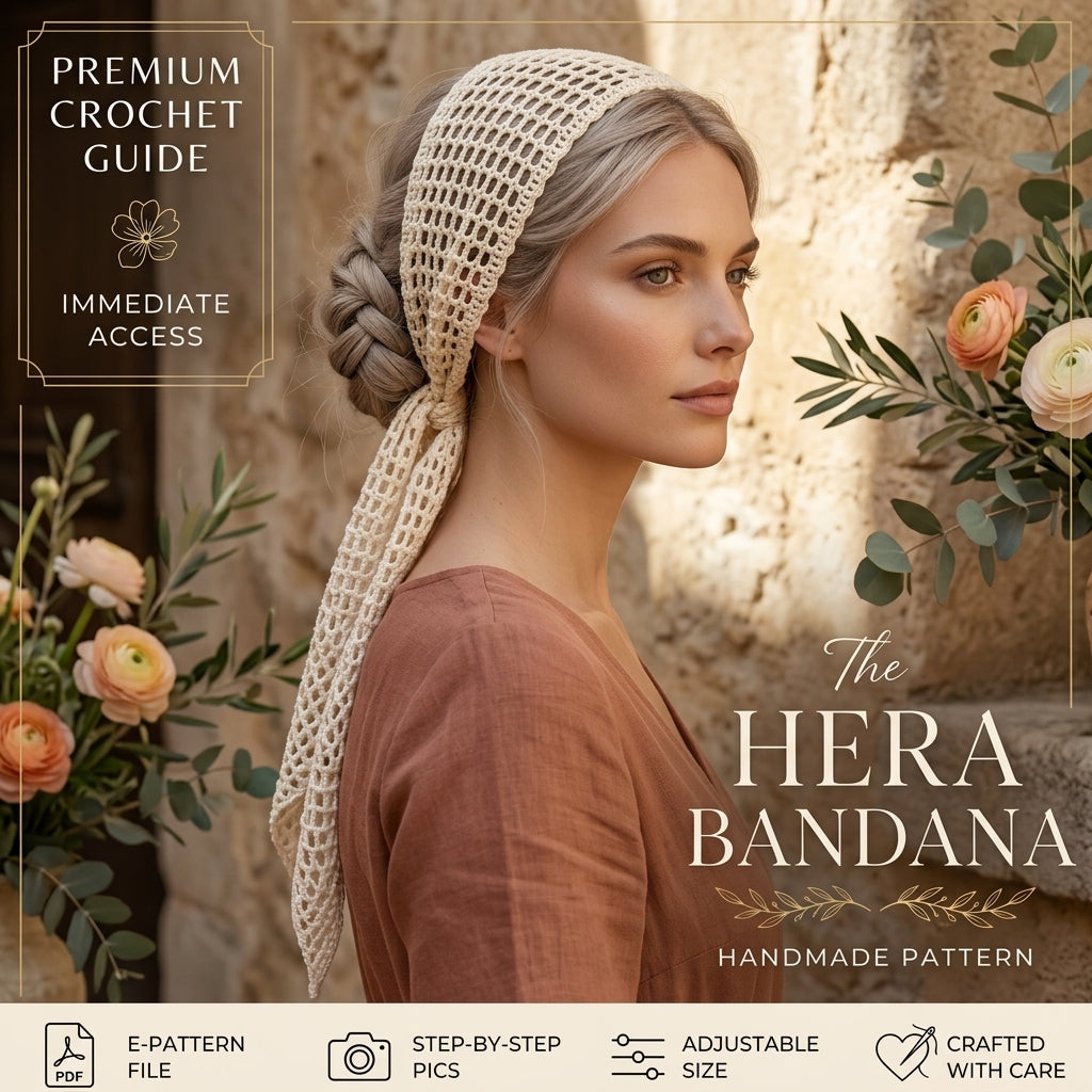 Hera Mesh Boho Headscarf | Beginner Crochet Pattern PDF