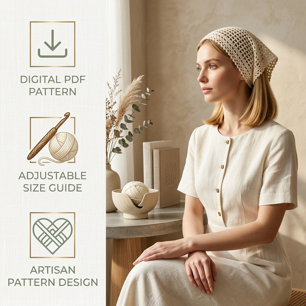 Hera Mesh Boho Headscarf | Beginner Crochet Pattern PDF