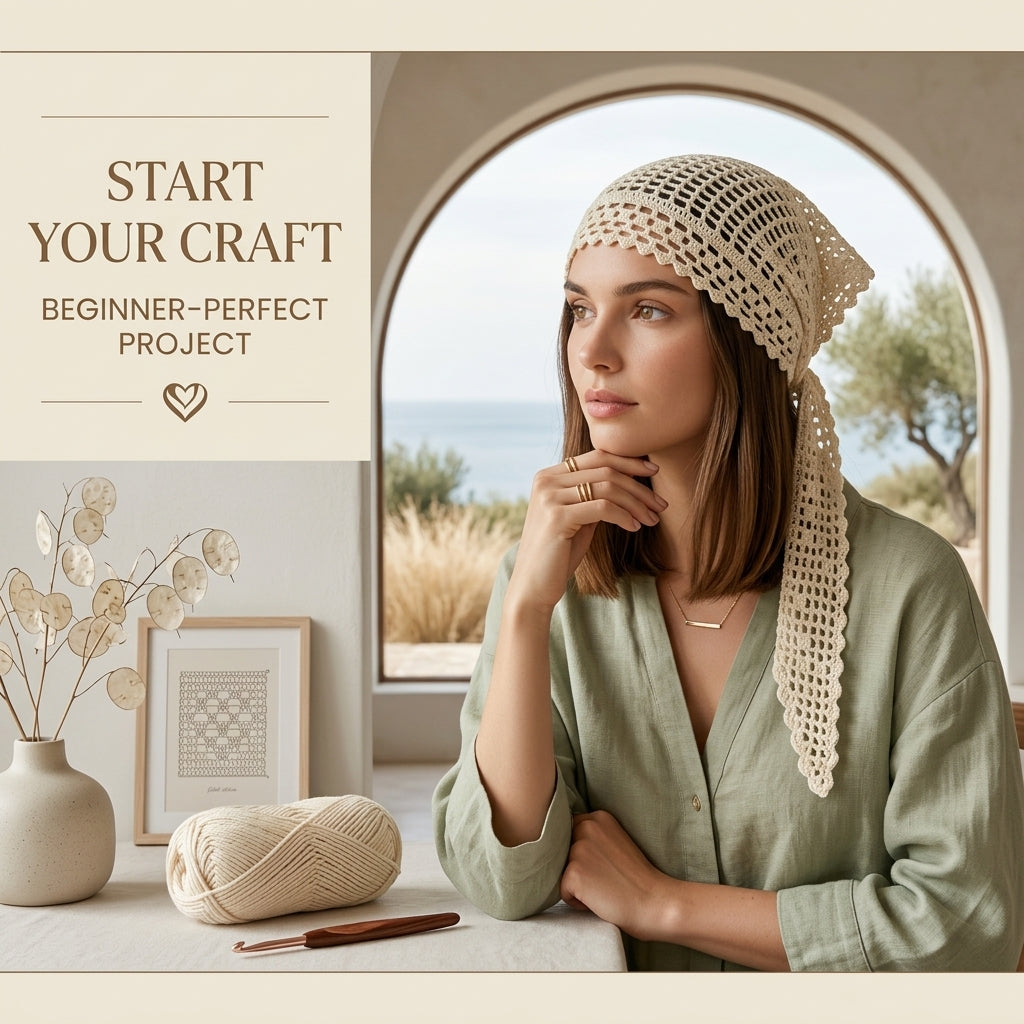 Hera Mesh Boho Headscarf | Beginner Crochet Pattern PDF