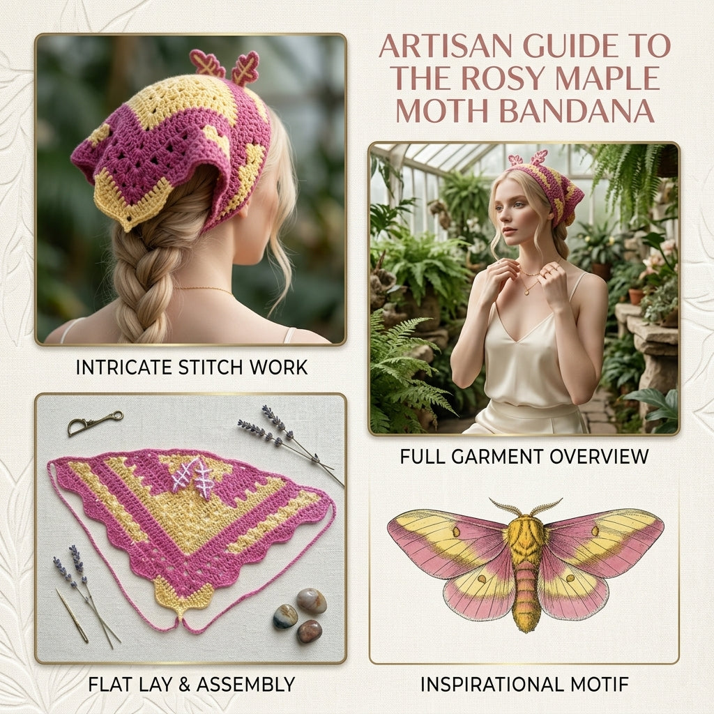 Rosy Maple Moth Triangle Bandana | Crochet Pattern PDF