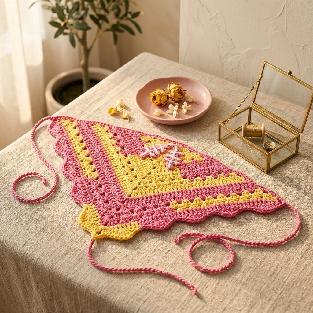 Rosy Maple Moth Triangle Bandana | Crochet Pattern PDF