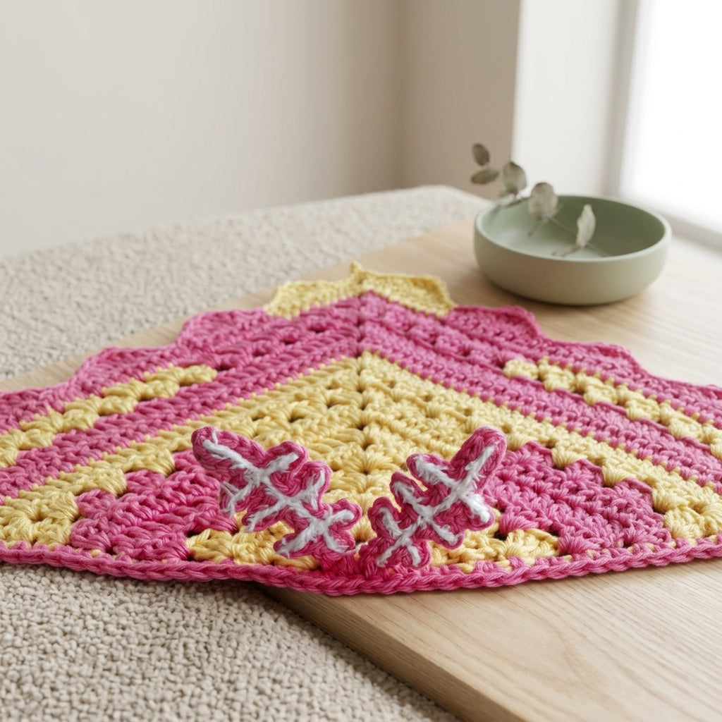 Rosy Maple Moth Triangle Bandana | Crochet Pattern PDF