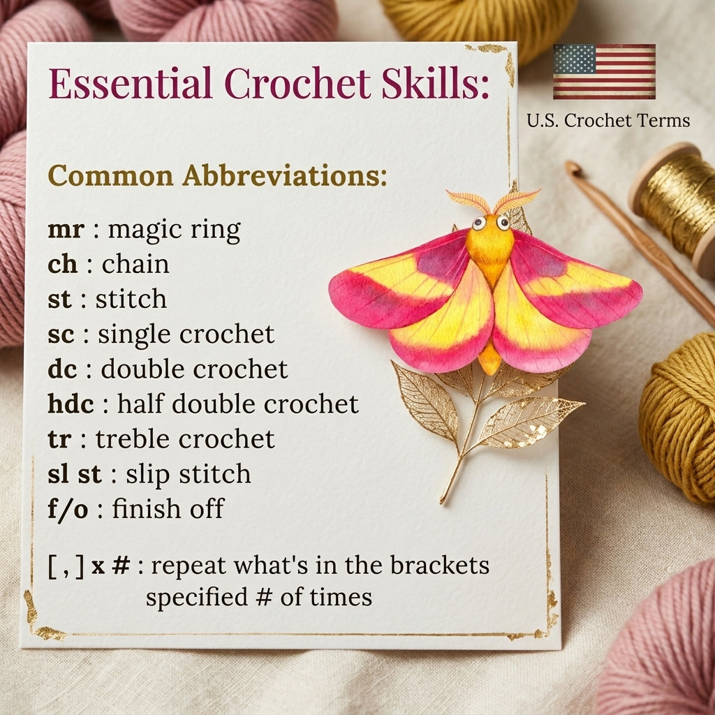 Rosy Maple Moth Triangle Bandana | Crochet Pattern PDF