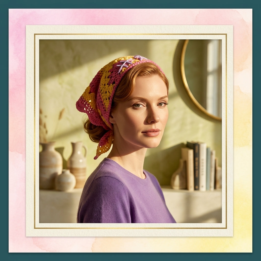 Rosy Maple Moth Triangle Bandana | Crochet Pattern PDF