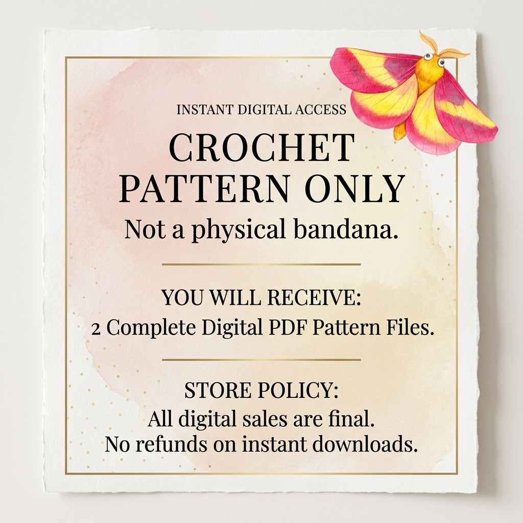 Rosy Maple Moth Triangle Bandana | Crochet Pattern PDF