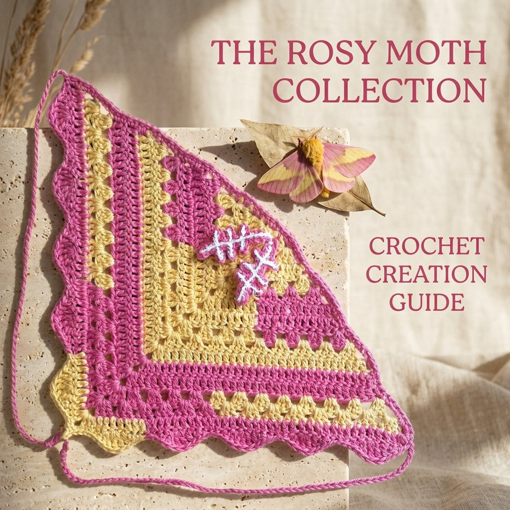 Rosy Maple Moth Triangle Bandana | Crochet Pattern PDF