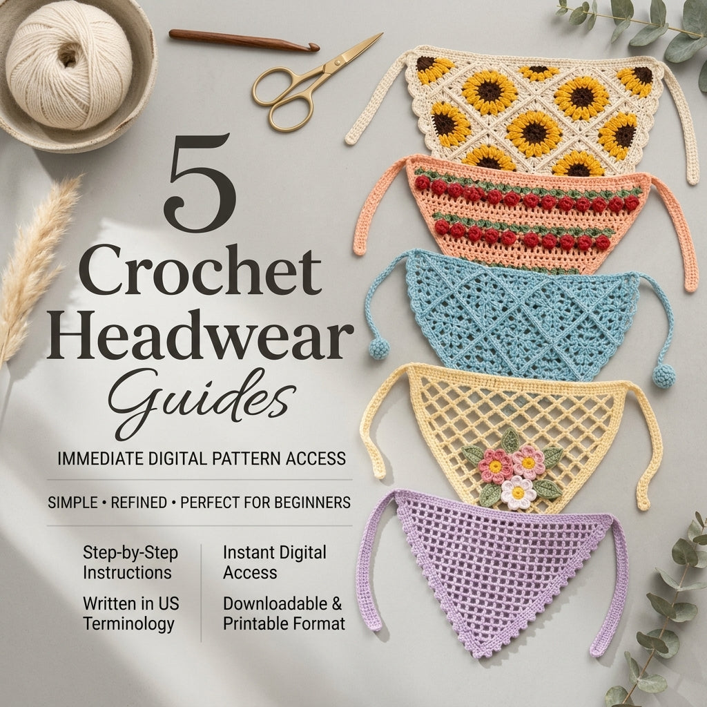 5-in-1 Boho Granny Headscarf Bundle | Crochet Pattern PDF
