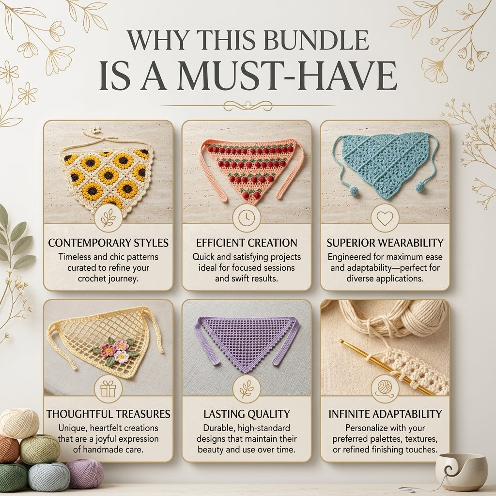 5-in-1 Boho Granny Headscarf Bundle | Crochet Pattern PDF
