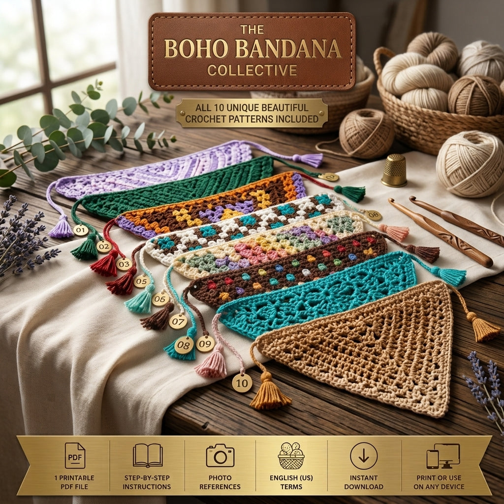 10-in-1 Boho Bandana Bundle | Crochet Pattern PDF
