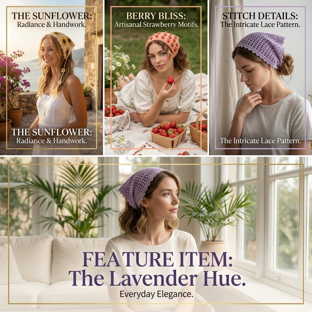 5-in-1 Boho Granny Headscarf Bundle | Crochet Pattern PDF