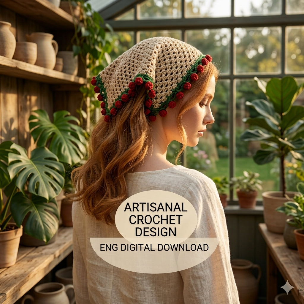 Easy Flower Motif Hair Scarf | Beginner Crochet Pattern PDF