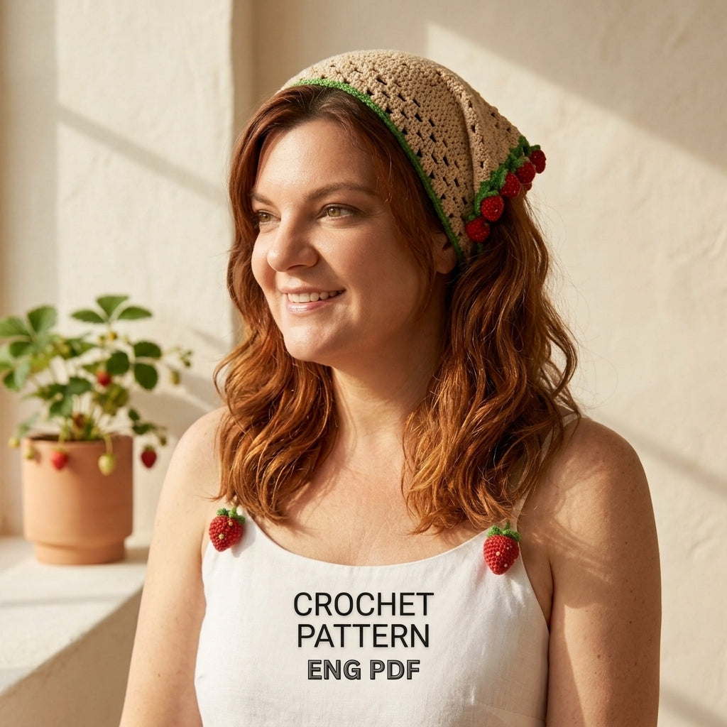 Easy Flower Motif Hair Scarf | Beginner Crochet Pattern PDF
