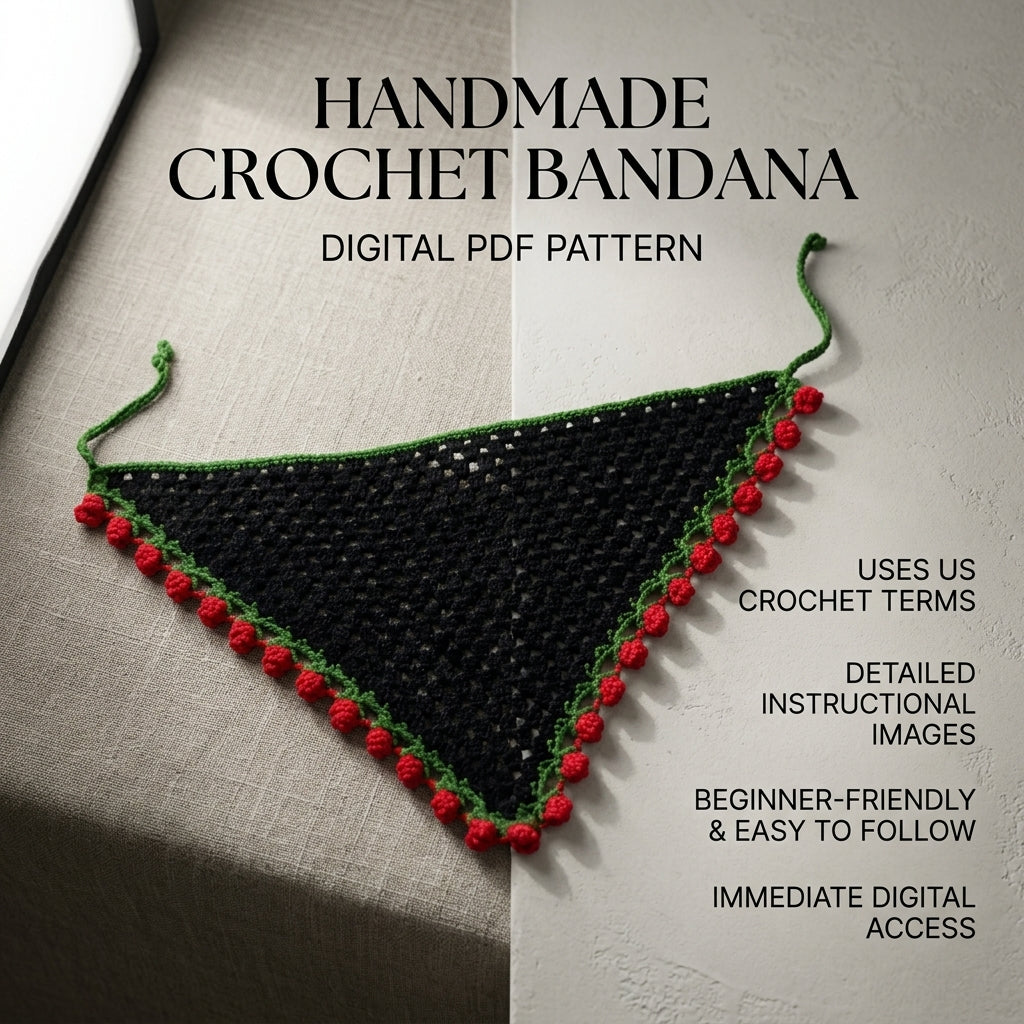 Easy Flower Motif Hair Scarf | Beginner Crochet Pattern PDF