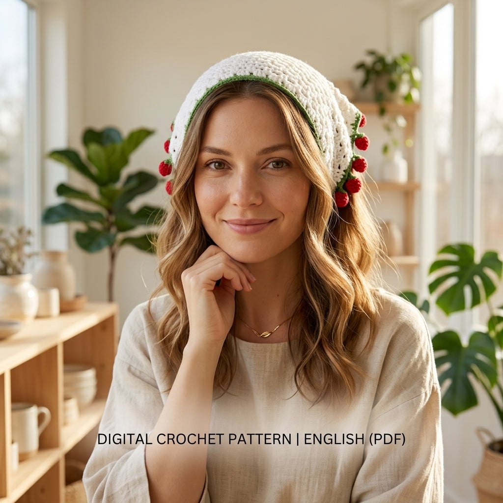 Easy Flower Motif Hair Scarf | Beginner Crochet Pattern PDF