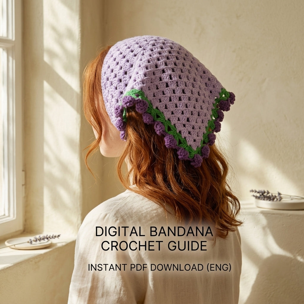 Easy Flower Motif Hair Scarf | Beginner Crochet Pattern PDF