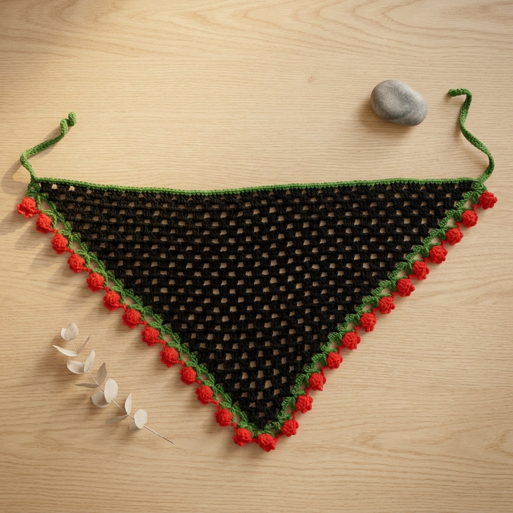 Easy Flower Motif Hair Scarf | Beginner Crochet Pattern PDF