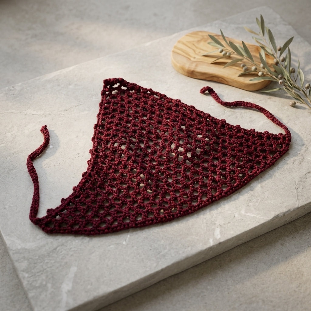 Maroon Mesh Boho Hair Scarf | Beginner Crochet Pattern PDF