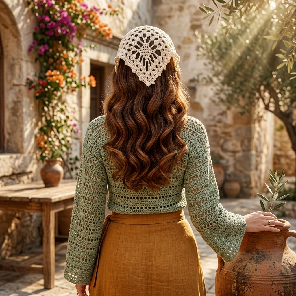 Romantic Wildrose Lace Bandana | Crochet Pattern PDF