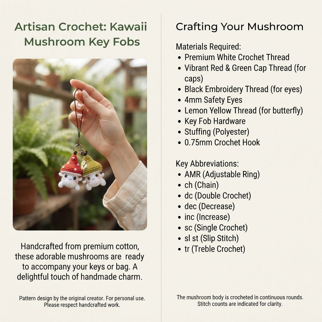 Tiny Mushroom Charm | Crochet Pattern Download — Design 2