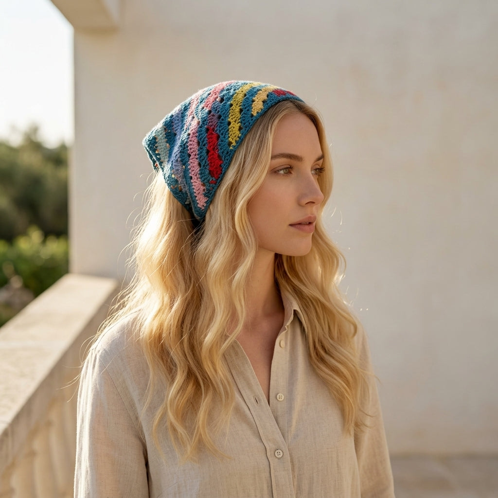 Maisie Wavy Edge Hair Bandana | Crochet Pattern PDF