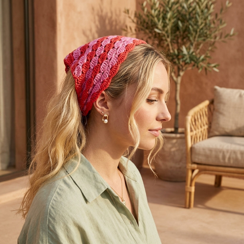 Maisie Wavy Edge Hair Bandana | Crochet Pattern PDF