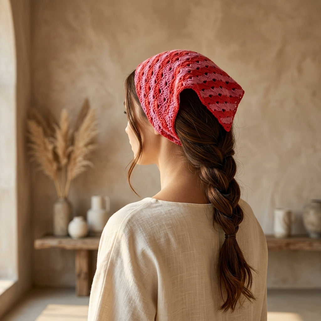 Maisie Wavy Edge Hair Bandana | Crochet Pattern PDF