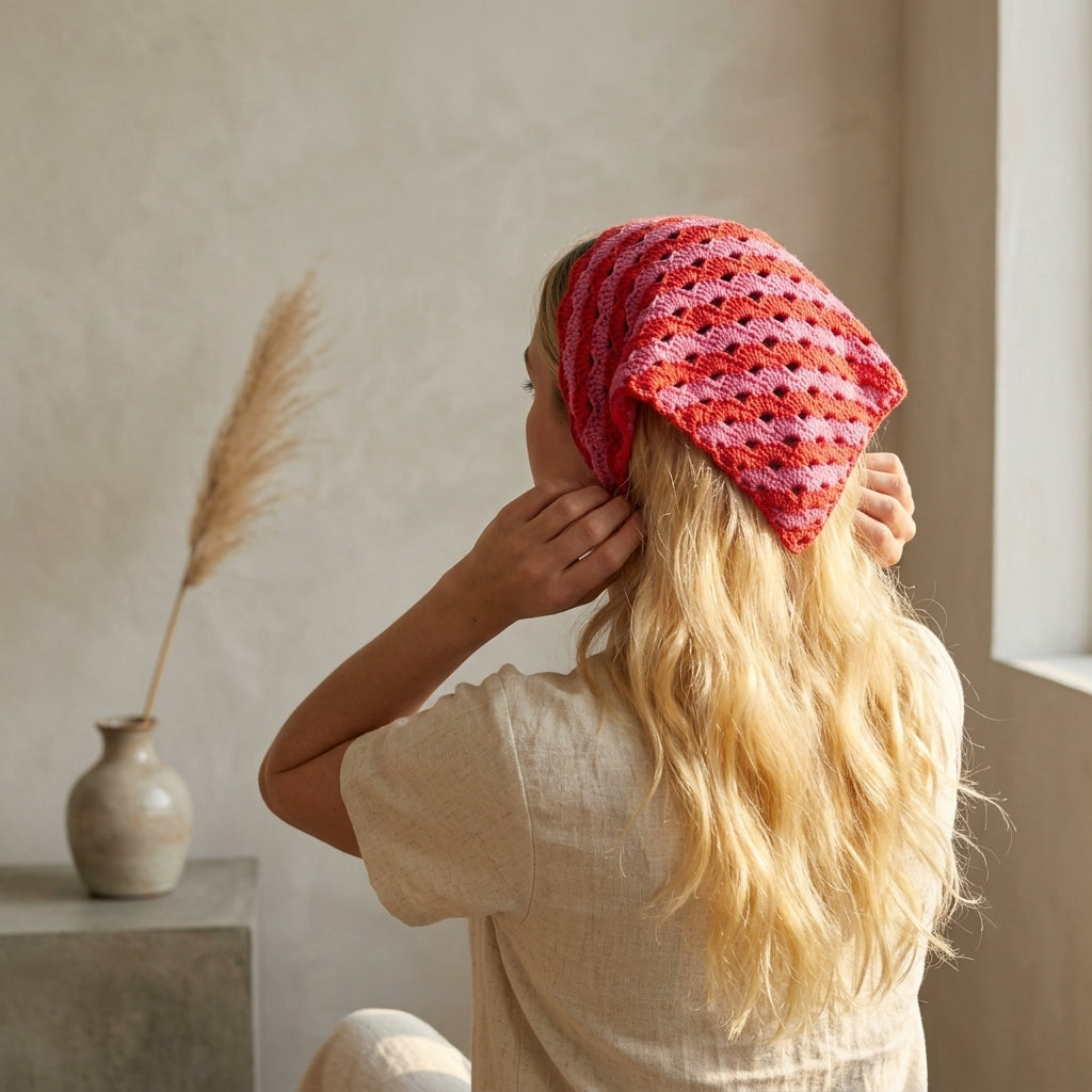 Maisie Wavy Edge Hair Bandana | Crochet Pattern PDF