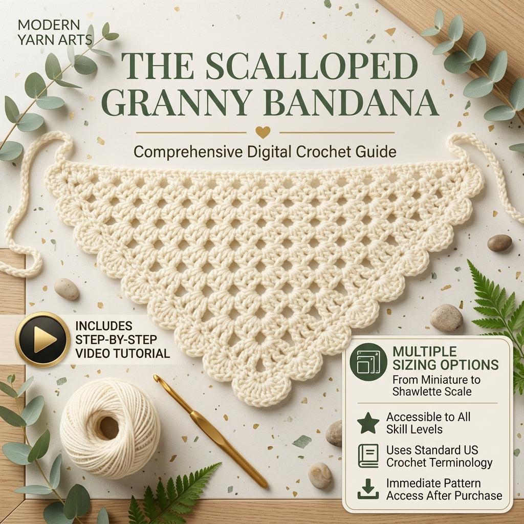 Granny Stitch Scalloped Edge Headband | Crochet Pattern PDF