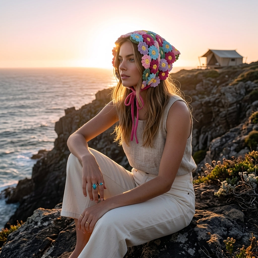Cute Summer Hair Scarf | Crochet Pattern PDF