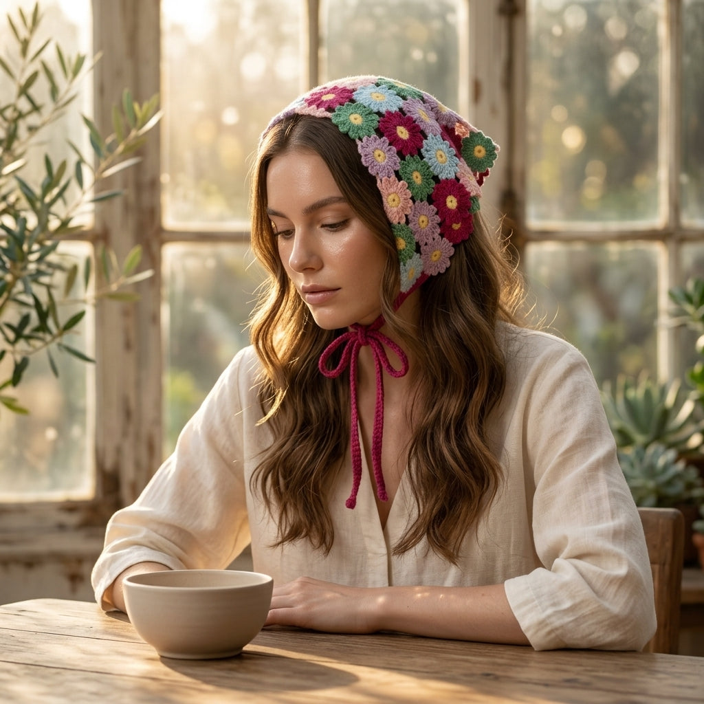 Cute Summer Hair Scarf | Crochet Pattern PDF