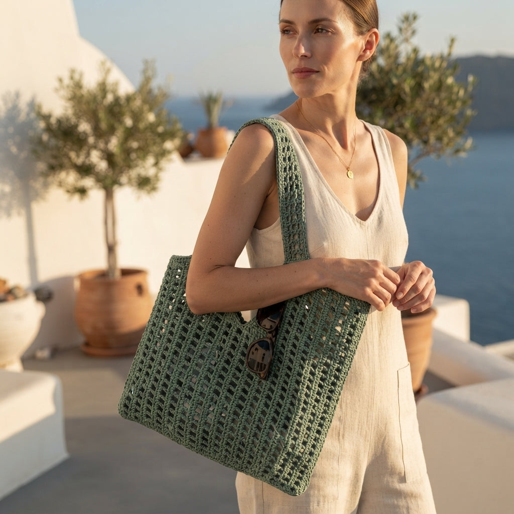 Net Bag Raffia Bag | Crochet Pattern PDF