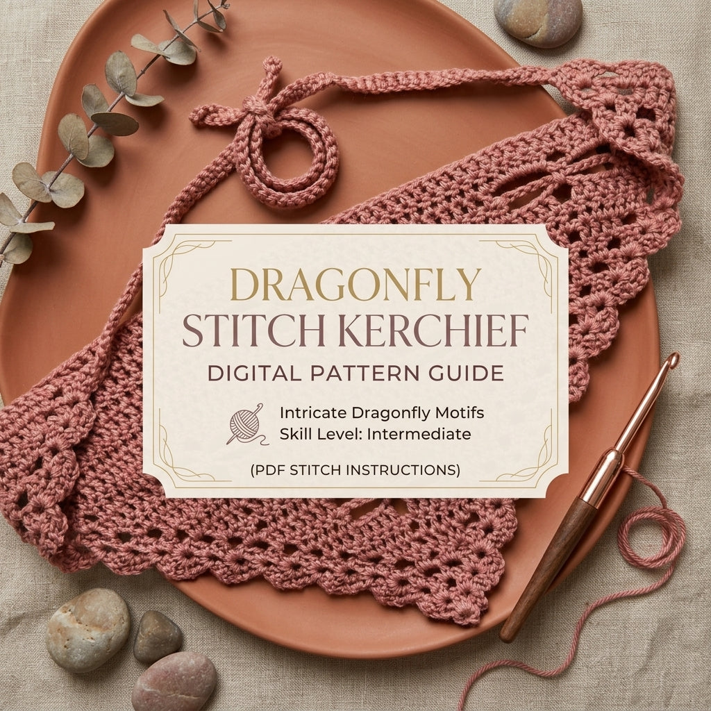 Dragonfly Boho Hippie Bandana | Crochet Pattern PDF