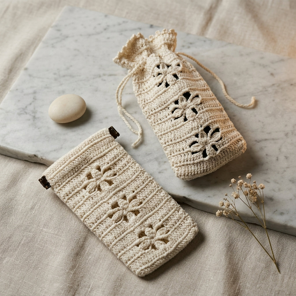Hibiscus Motif Sunglasses Pouch | Crochet Pattern PDF