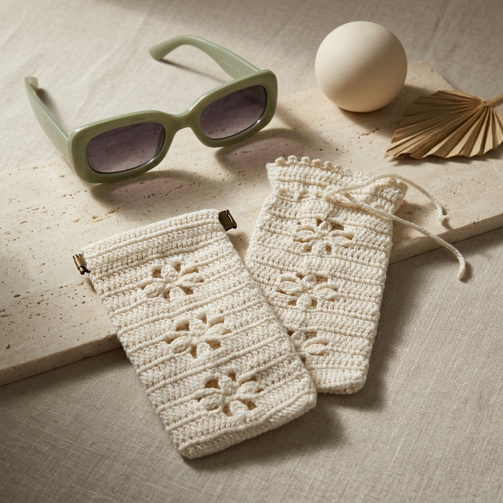 Hibiscus Motif Sunglasses Pouch | Crochet Pattern PDF