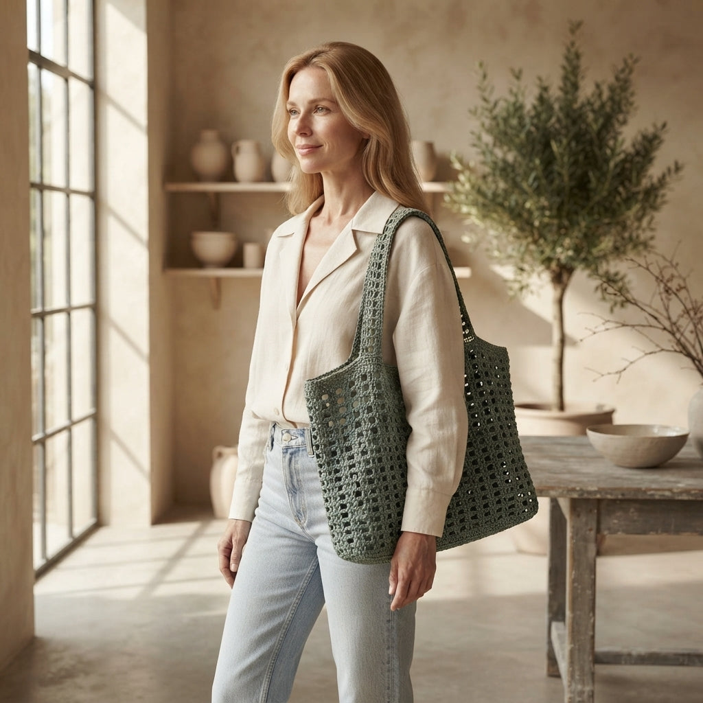 Net Bag Raffia Bag | Crochet Pattern PDF