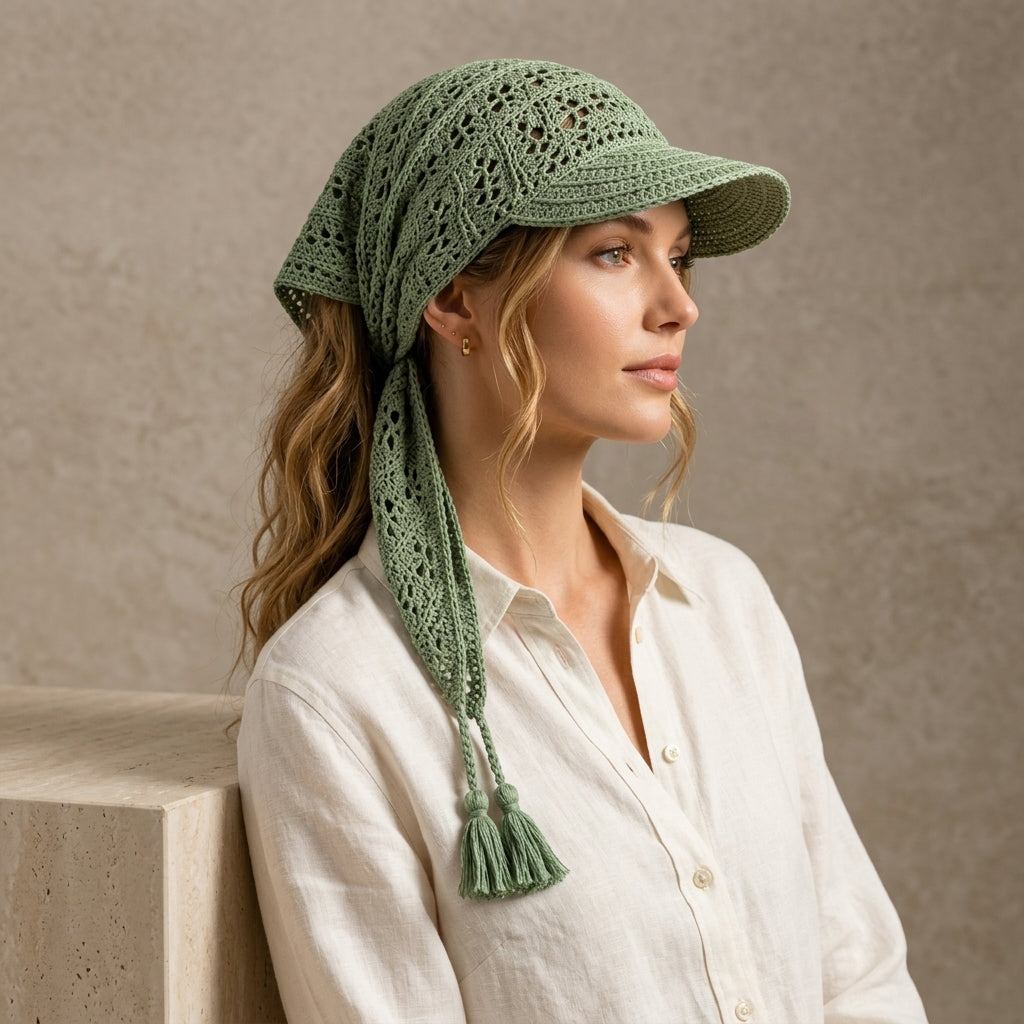 Convertible Lace Sun Visor Hat | Crochet Pattern PDF