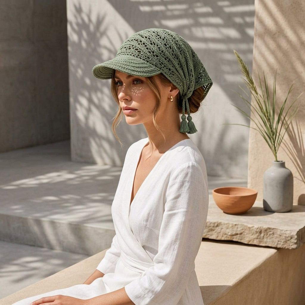 Convertible Lace Sun Visor Hat | Crochet Pattern PDF