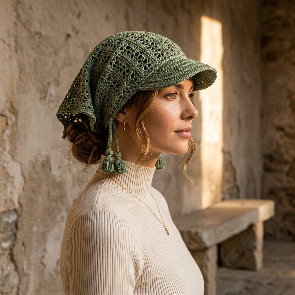 Convertible Lace Sun Visor Hat | Crochet Pattern PDF