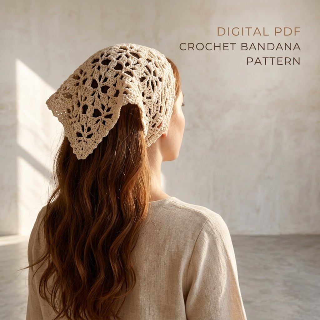 Poppy Motif Hair Bandana | Beginner Crochet Pattern PDF